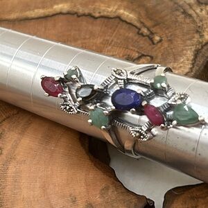 Sterling Multi-Gemstone Ring Size 8